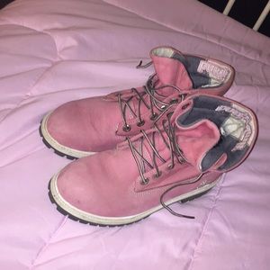 Pink Timberland boots